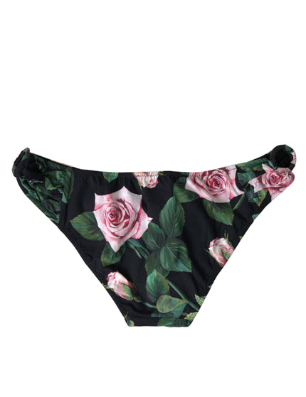 Dolce & Gabbana Black Floral Swimwear Bottom Beachwear Bikini - Ellie Belle