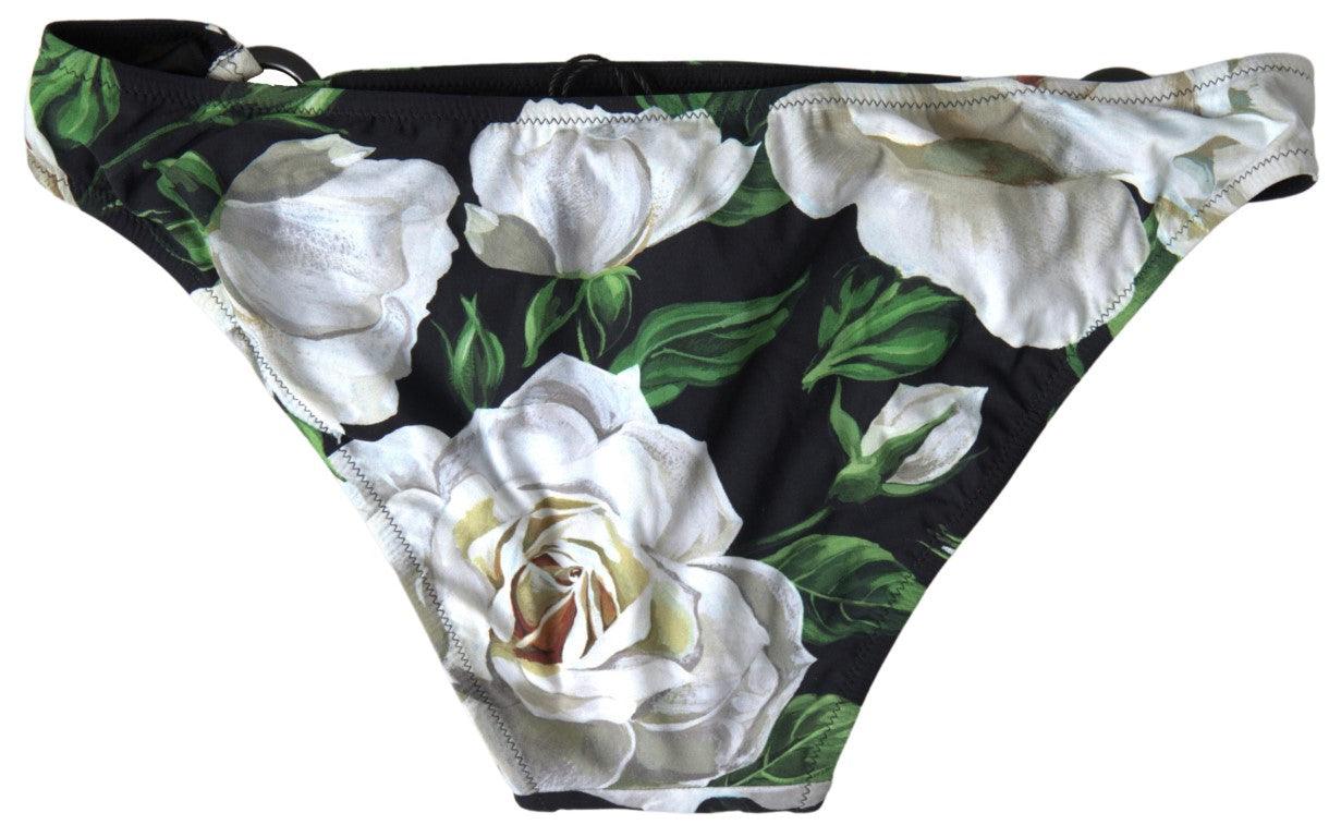 Dolce & Gabbana Black Floral Two Piece Beachwear Swimwear Bikini - Ellie Belle