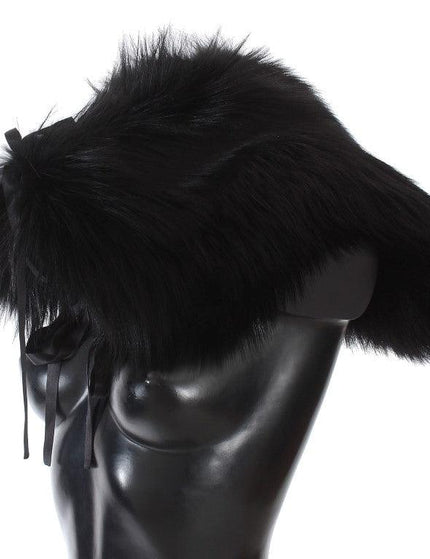 Dolce & Gabbana Black Fox Fur Shoulder Wrap Cover Collar Scarf - Ellie Belle