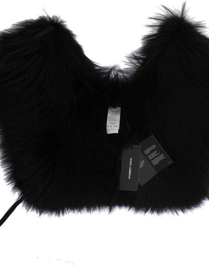 Dolce & Gabbana Black Fox Fur Shoulder Wrap Cover Collar Scarf - Ellie Belle