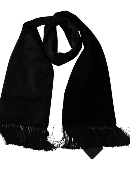 Dolce & Gabbana Black Fringe Neck Wrap Mens Shawl Cotton Scarf - Ellie Belle
