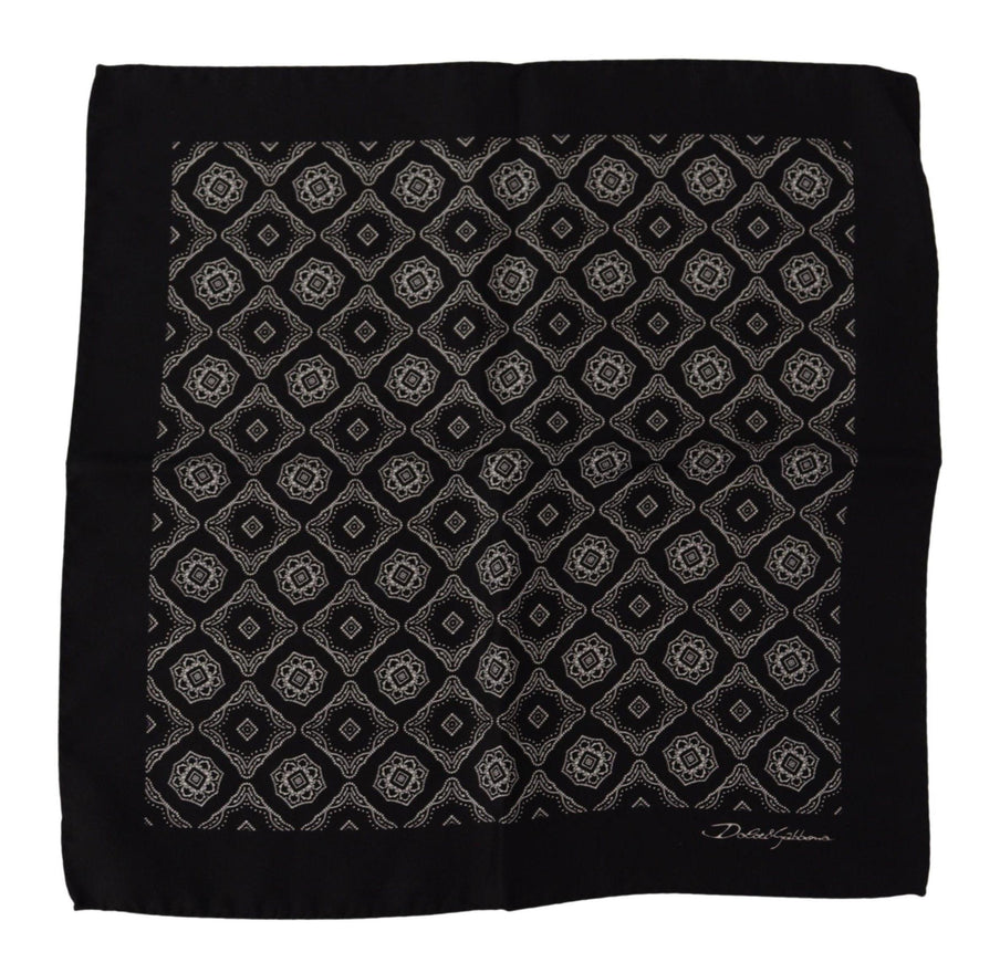 Dolce & Gabbana Black Geometric Patterned Square Handkerchief Scarf - Ellie Belle