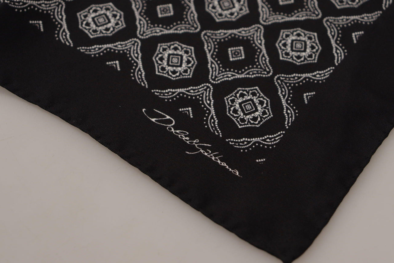 Dolce & Gabbana Black Geometric Patterned Square Handkerchief Scarf - Ellie Belle