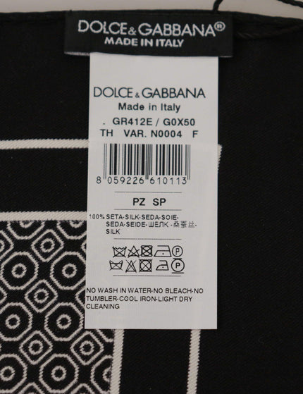 Dolce & Gabbana Black Geometric Patterned Square Handkerchief Scarf - Ellie Belle