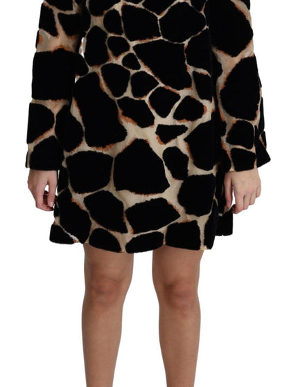 Dolce & Gabbana Black Giraffe Print Shift Mini Dress - Ellie Belle