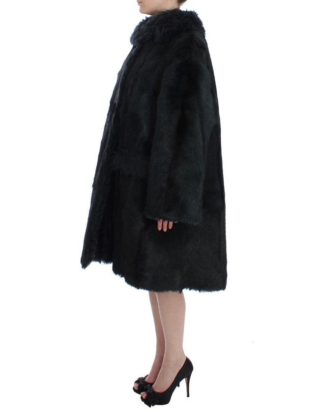 Dolce & Gabbana Black Goat Fur Shearling Long Jacket Coat - Ellie Belle
