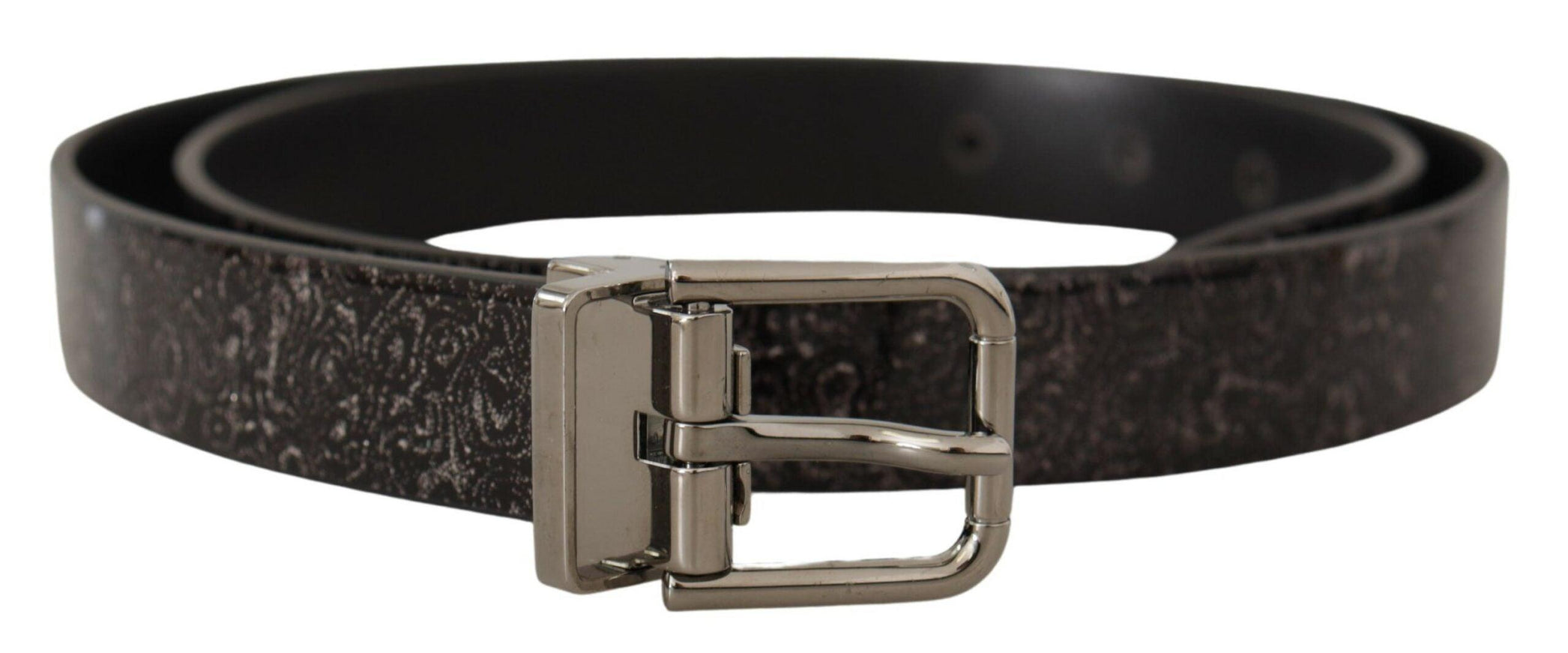 Dolce & Gabbana Black Goccia Glitter Patent Leather Buckle Vernice Belt - Ellie Belle