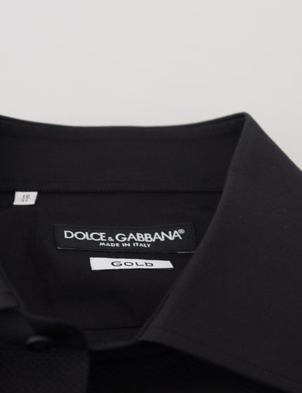 Dolce & Gabbana Black GOLD Cotton Collared Long Sleeve Shirt - Ellie Belle