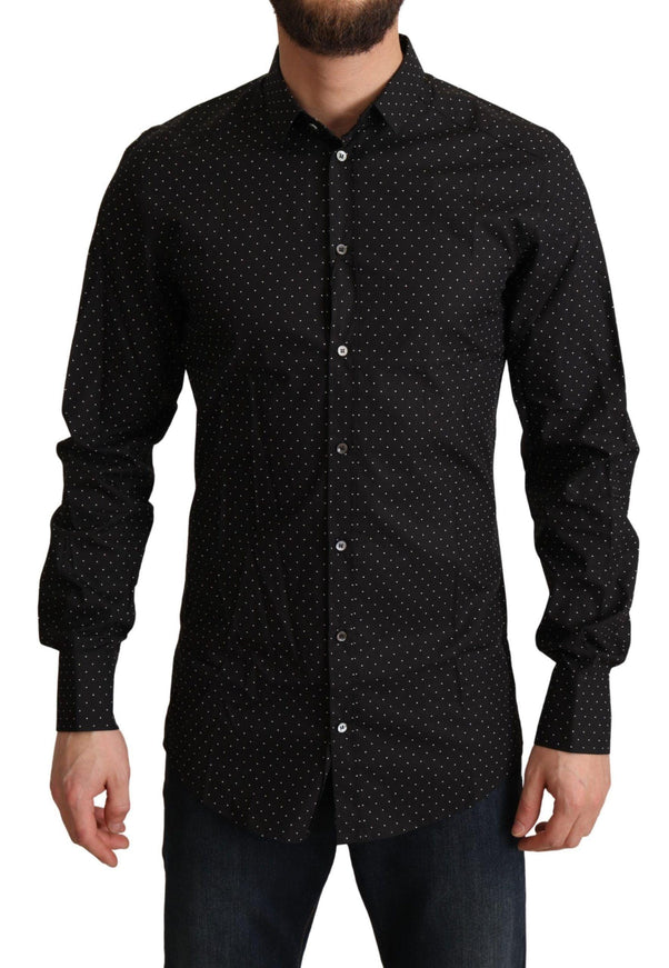 Dolce & Gabbana Black GOLD Cotton Slim Fit Mens Shirt - Ellie Belle