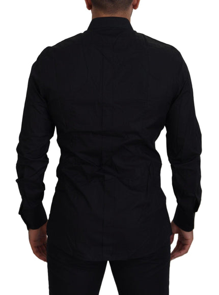 Dolce & Gabbana Black Gold Crown Slim Fit Dress Formal Shirt