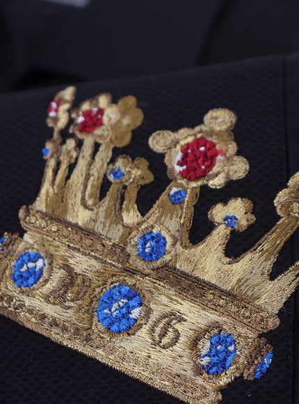 Dolce & Gabbana Black Gold Crown Slim Fit Dress Formal Shirt