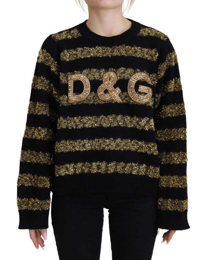 Dolce & Gabbana Black Gold D&G Crystal Cashmere Sweater - Ellie Belle