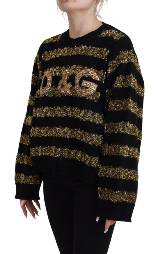 Dolce & Gabbana Black Gold D&G Crystal Cashmere Sweater - Ellie Belle