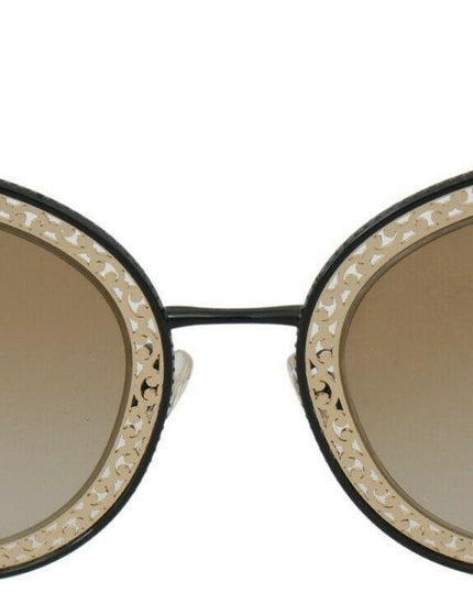 Dolce & Gabbana Black Gold DG2225 Oval Metal Lace Sunglasses - Ellie Belle