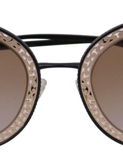 Dolce & Gabbana Black Gold DG2225 Oval Metal Lace Sunglasses - Ellie Belle