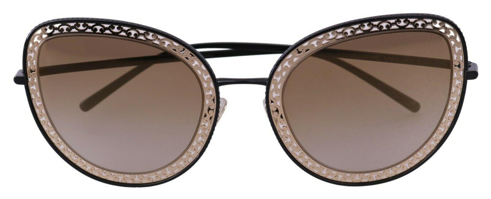 Dolce & Gabbana Black Gold DG2225 Oval Metal Lace Sunglasses - Ellie Belle