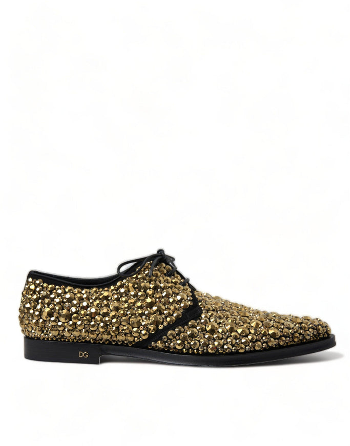 Dolce & Gabbana Black Gold Embellished Derby Dress Shoes - Ellie Belle