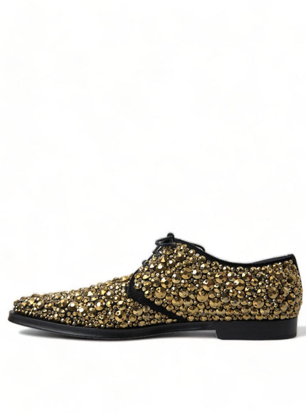 Dolce & Gabbana Black Gold Embellished Derby Dress Shoes - Ellie Belle
