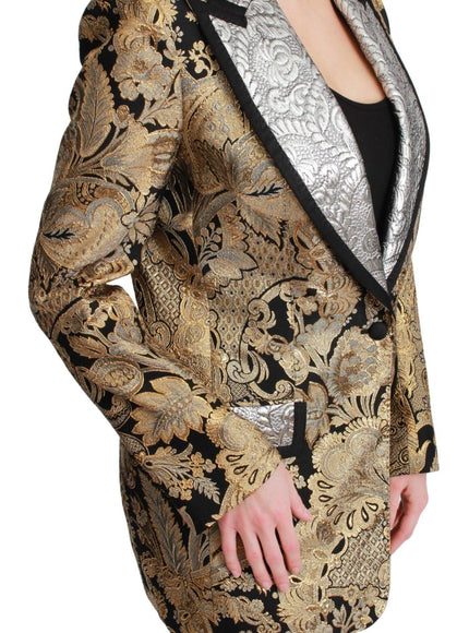 Dolce & Gabbana Black Gold Jacquard Blazer Jacket