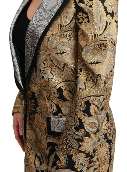 Dolce & Gabbana Black Gold Jacquard Blazer Jacket