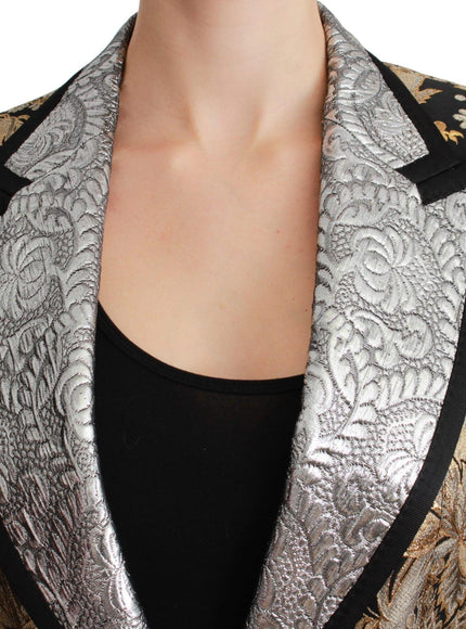 Dolce & Gabbana Black Gold Jacquard Blazer Jacket