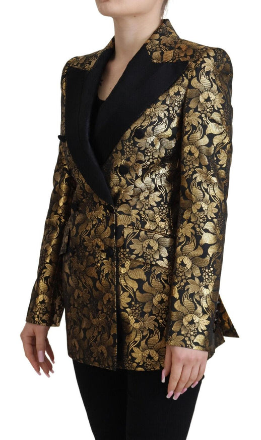 Dolce & Gabbana Black Gold Jacquard Coat Blazer Jacket - Ellie Belle