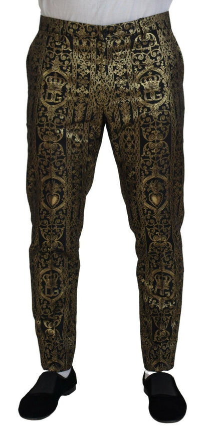 Dolce & Gabbana Black Gold Jacquard Dress Trouser Pants - Ellie Belle