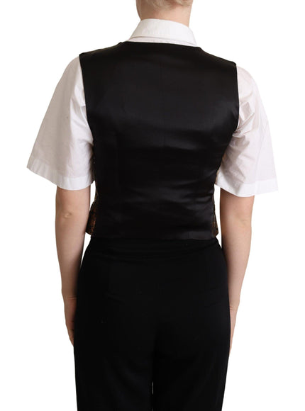 Dolce & Gabbana Black Gold Jacquard Silk Waistcoat Vest - Ellie Belle