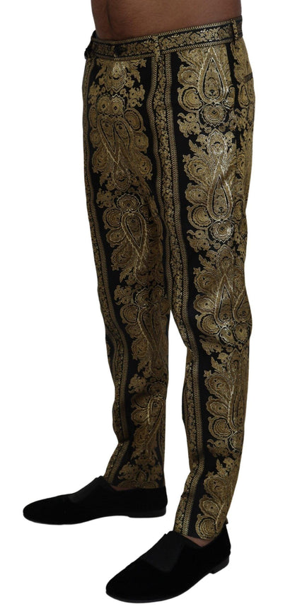 Dolce & Gabbana Black Gold Jacquard Tapered Pants - Ellie Belle