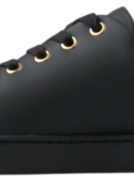 Dolce & Gabbana Black Gold Leather Classic Sneakers Shoes