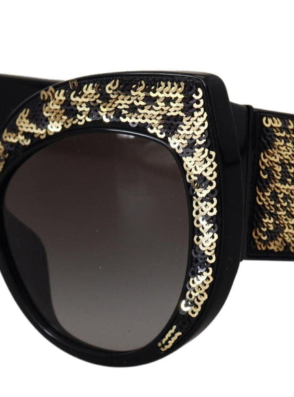 Dolce & Gabbana Black Gold Sequin Butterfly Polarized DG4326 Sunglasses