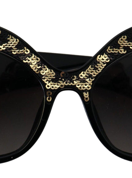 Dolce & Gabbana Black Gold Sequin Butterfly Polarized DG4326 Sunglasses