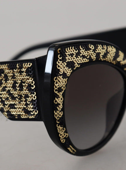 Dolce & Gabbana Black Gold Sequin Butterfly Polarized DG4326 Sunglasses