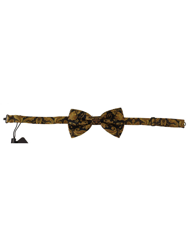 Dolce & Gabbana Black Gold Silk Adjustable Neck Papillon Tie - Ellie Belle
