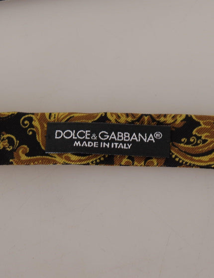 Dolce & Gabbana Black Gold Silk Adjustable Neck Papillon Tie - Ellie Belle