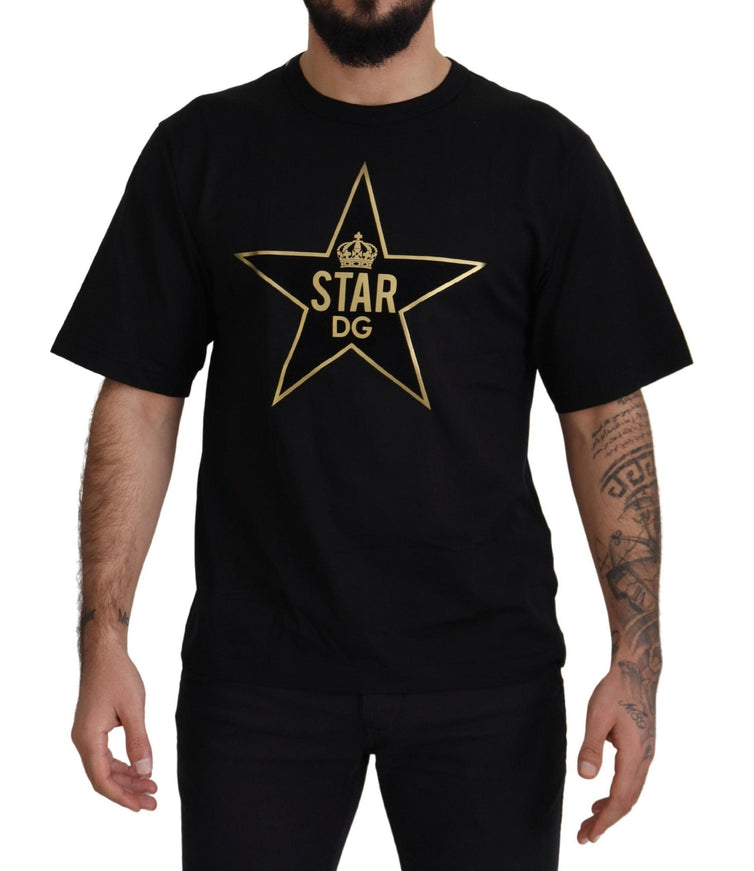 Dolce & Gabbana Black Gold STAR Crown DG Cotton Crewneck T-shirt - Ellie Belle