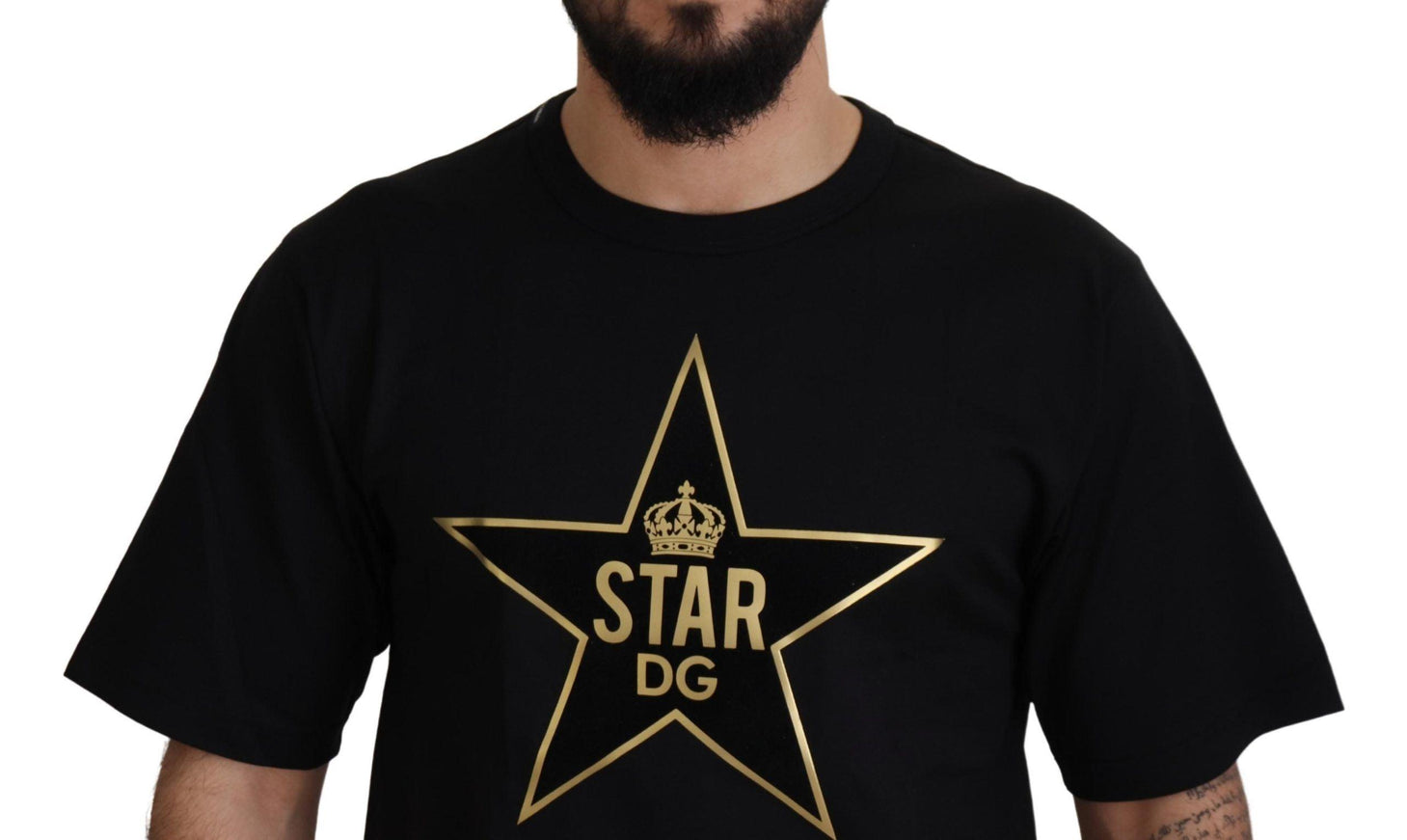 Dolce & Gabbana Black Gold STAR Crown DG Cotton Crewneck T-shirt - Ellie Belle