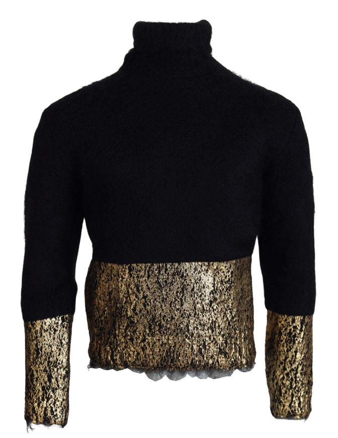 Dolce & Gabbana Black Gold Turtleneck Mohair Pullover Mens Sweater - Ellie Belle