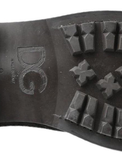 Dolce & Gabbana Black Gray Leather Ankle Boots