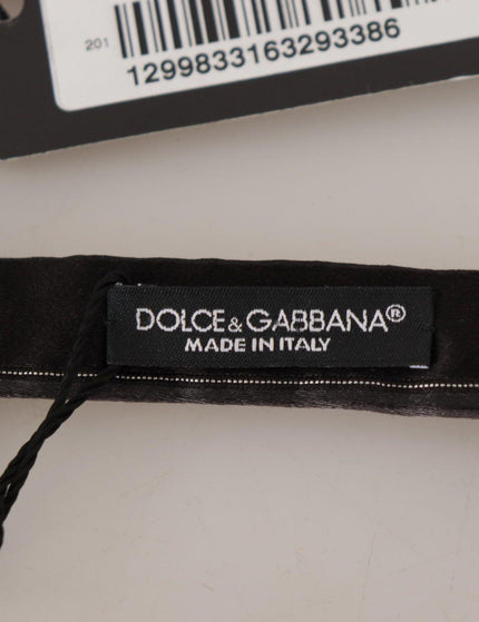 Dolce & Gabbana Black Gray Line Dots Adjustable Neck Papillon Tie - Ellie Belle