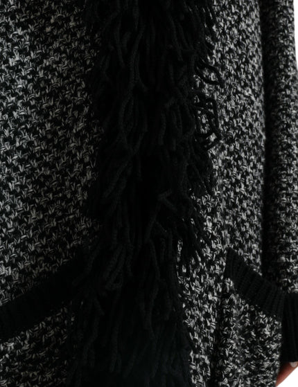 Dolce & Gabbana Black Gray Long Cape Cardigan Sweater - Ellie Belle