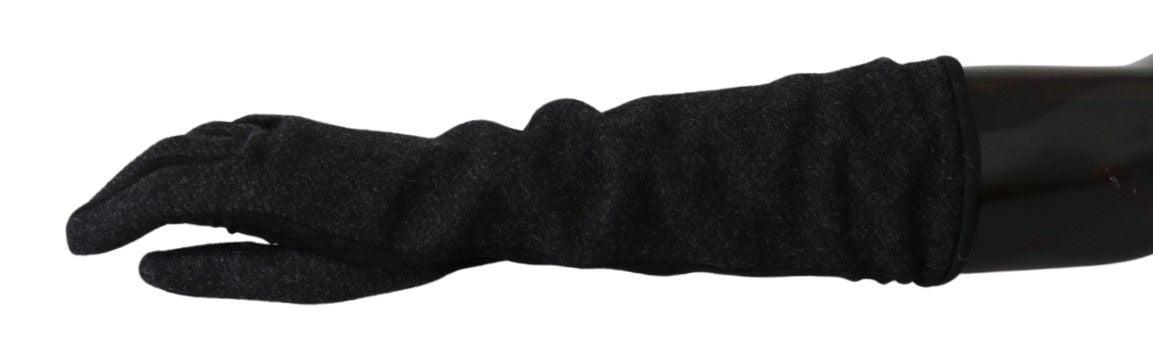 Dolce & Gabbana Black Gray Mid Arm Length Mittens Wool Gloves - Ellie Belle