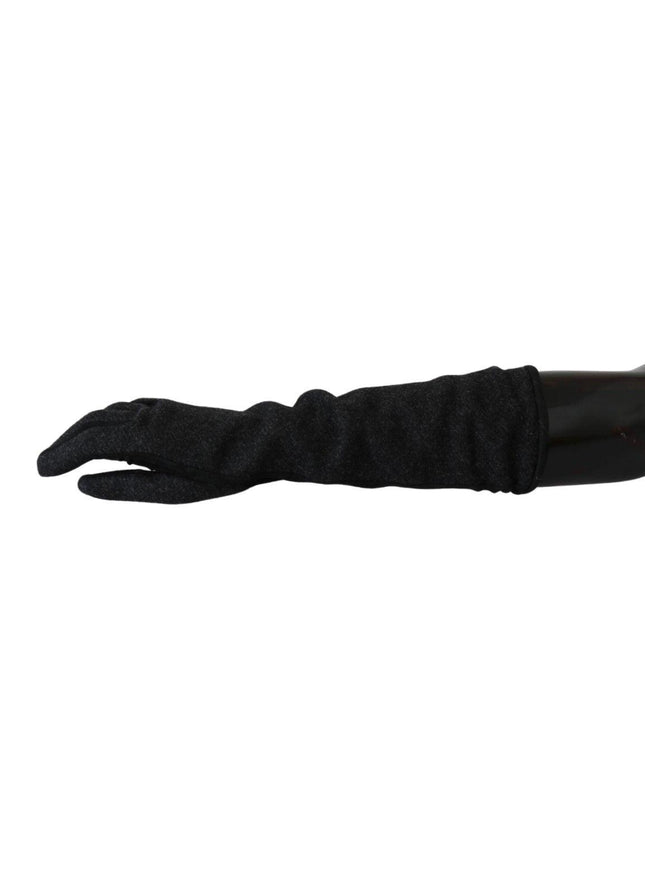 Dolce & Gabbana Black Gray Mid Arm Length Mittens Wool Gloves - Ellie Belle