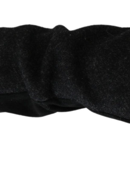 Dolce & Gabbana Black Gray Mid Arm Length Mittens Wool Gloves - Ellie Belle