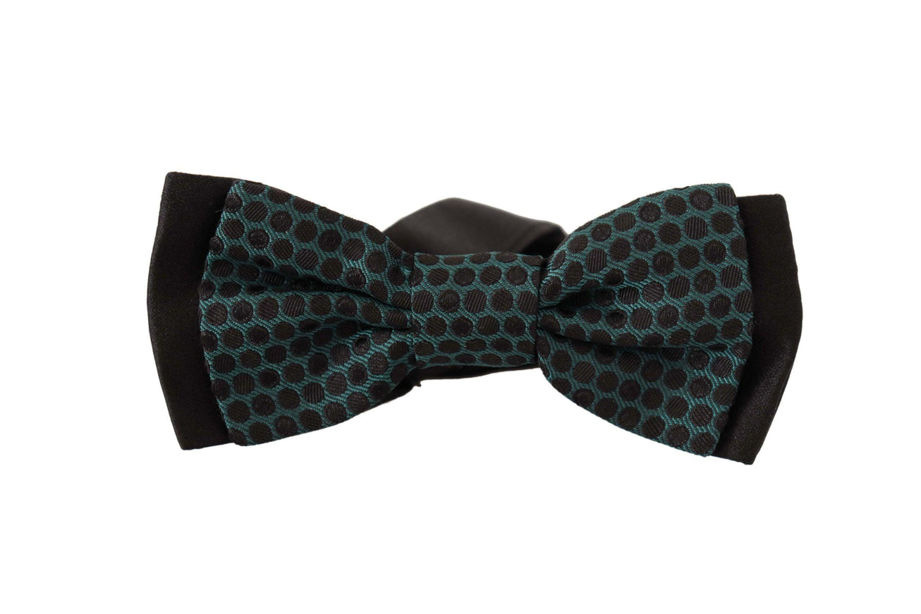 Dolce & Gabbana Black Gray Polka Dot 100% Silk Neck Papillon Tie - Ellie Belle