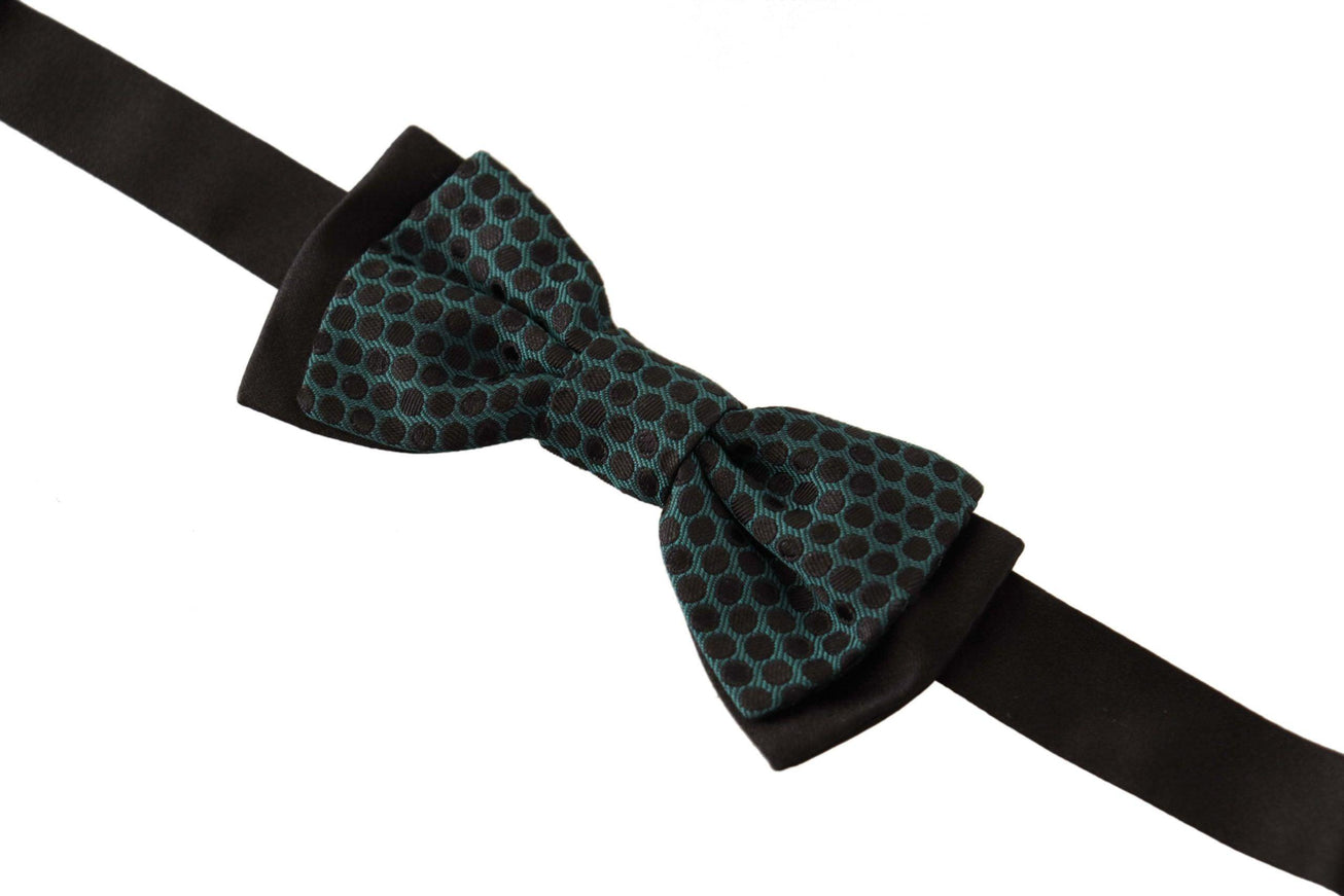 Dolce & Gabbana Black Gray Polka Dot 100% Silk Neck Papillon Tie - Ellie Belle