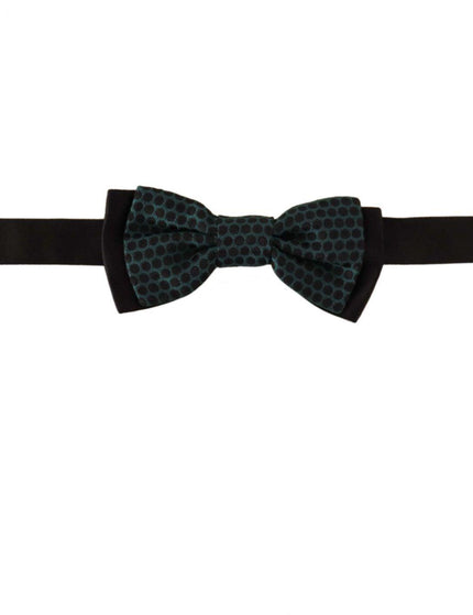 Dolce & Gabbana Black Gray Polka Dot 100% Silk Neck Papillon Tie - Ellie Belle