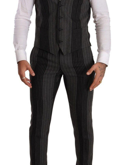 Dolce & Gabbana Black Gray Striped Slim Fit 3 Piece Suit - Ellie Belle