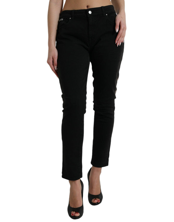 Dolce & Gabbana Black Gray Two Tone Denim Logo Skinny Jeans - Ellie Belle