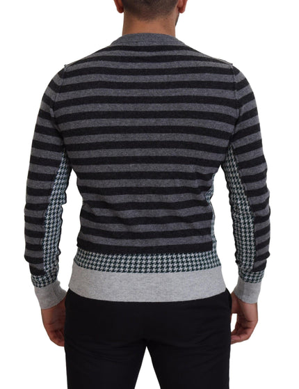 Dolce & Gabbana Black Gray Wool Logo Pullover Sweater - Ellie Belle